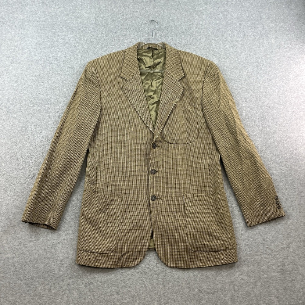 Banana Republic Men's Plaid Wool Linen‎ Tailored Fit Blazer Size 40L Suit Jacket